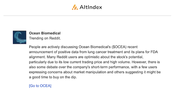 OCEA stock alert